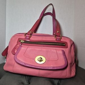 Coach Bonnie Leather Pink Double Zip Satchel